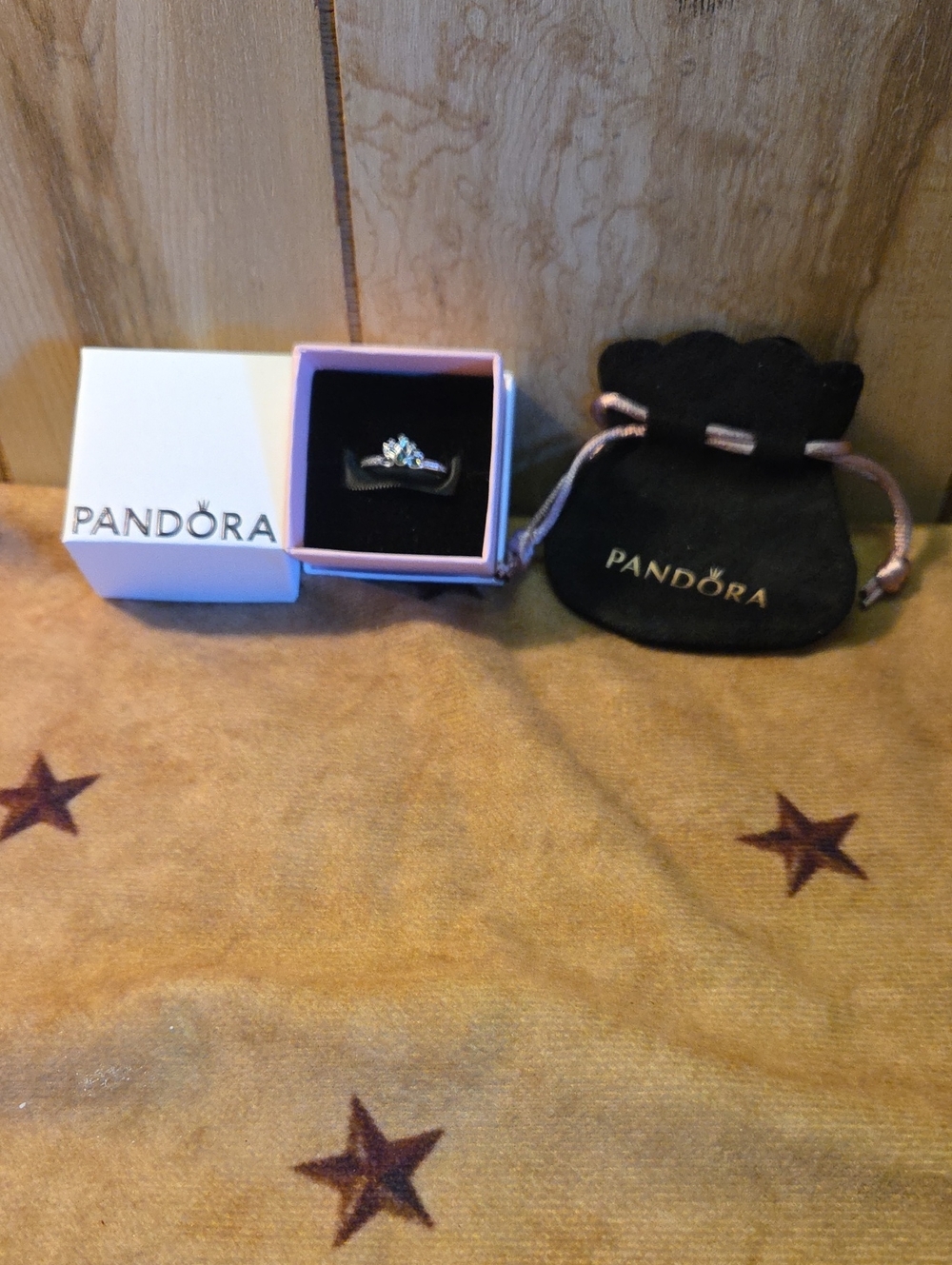 Pandora Ale 925 Silver Crown 7 Ring with Pink Box and Black Pouch